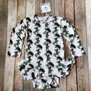 NWT Kate Quinn Eagle Ruffle Leg Button Bodysuit